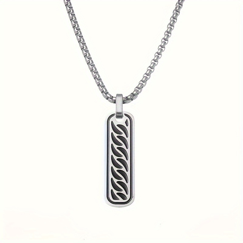 Personalized Men's Enamel Necklace with Charming, Customizable Engraving